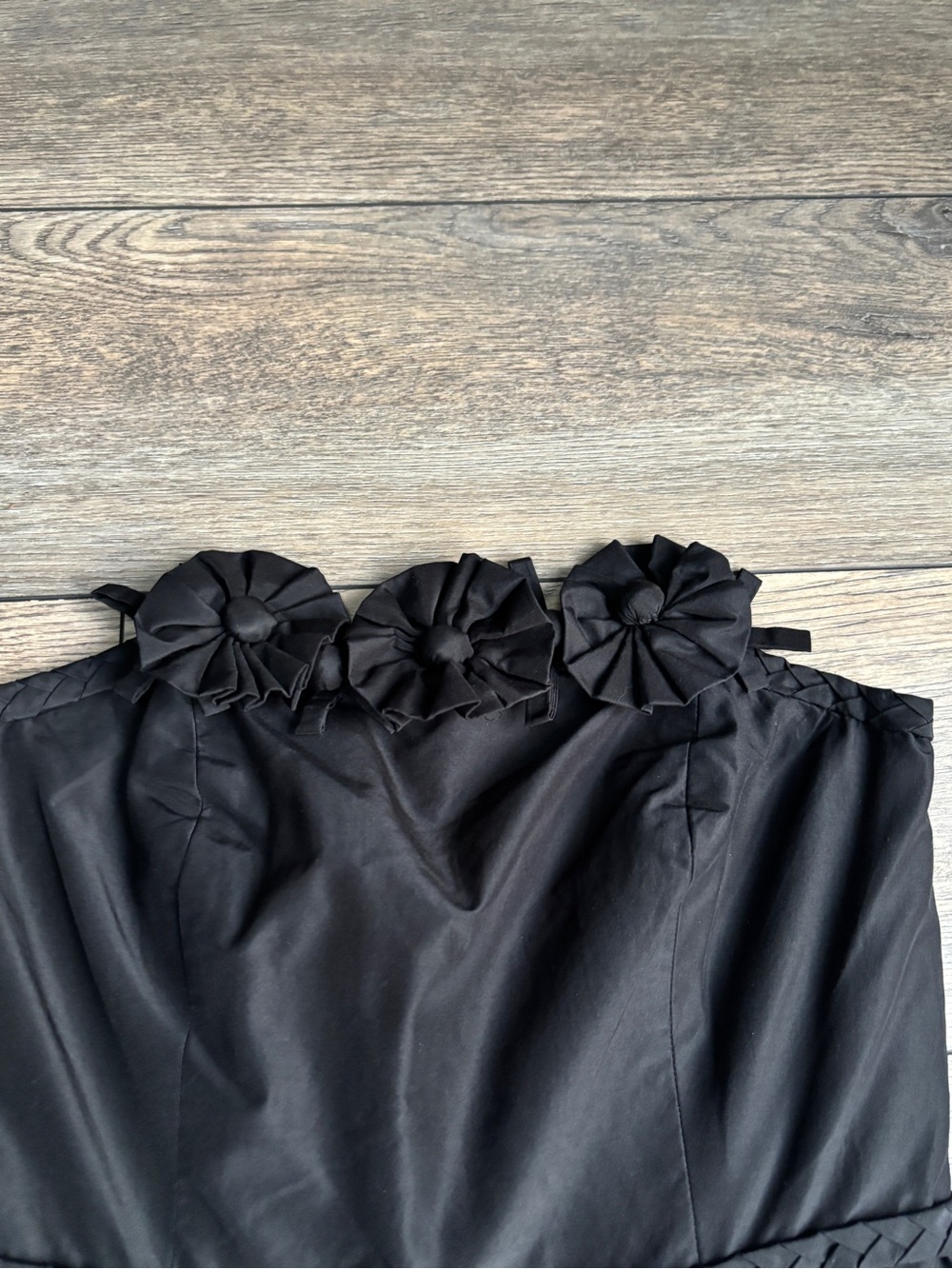 Lilly Pulitzer Vintage Fit & Flare Strapless Rosette Dress Silk Blend Black Sz 0 - Picture 2 of 12